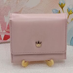PINK Aqua CROWN D Wallet Trifold Detachable COIN Pouch Handmade